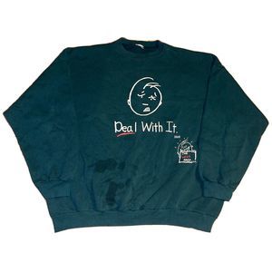 Vintage Freeze The Head Said Deal With It Green Crewneck Sweatshirt Size 3XL